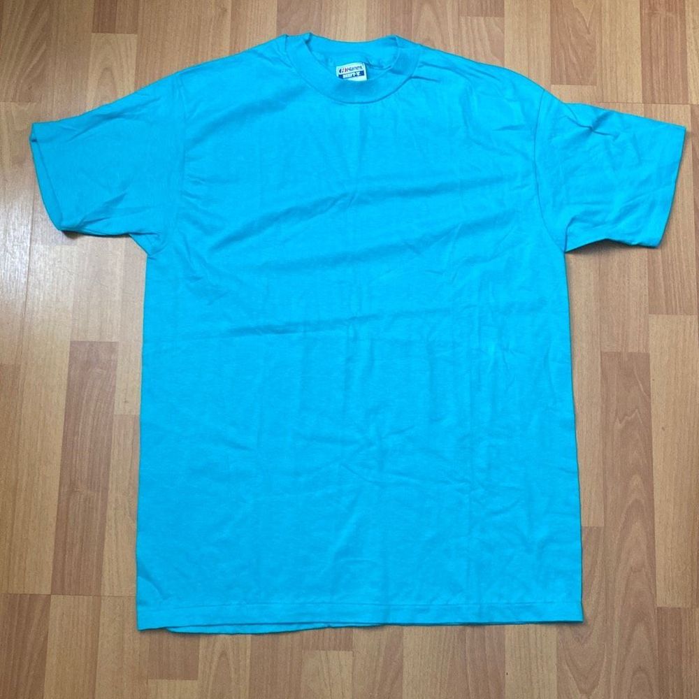 Vintage 90s Hanes Beefy T Shirt Men XL Turquoise ￼Single Stitch Made in USA